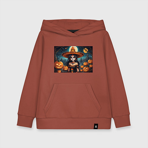 Детская толстовка-худи Страшилки ведьмочка / Кирпичный – фото 1