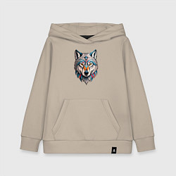 Толстовка детская хлопковая Волк - хищник, цвет: миндальный