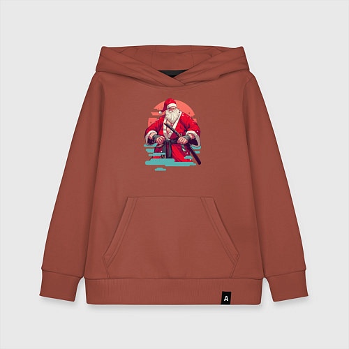 Детская толстовка-худи Дед Мороз Самурай / Кирпичный – фото 1