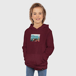 Толстовка детская хлопковая Got7 на фоне сеула, цвет: меланж-бордовый — фото 2
