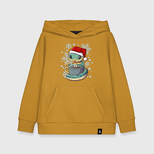 Детская толстовка-худи Змейка с кофе 2025 / Горчичный – фото 1