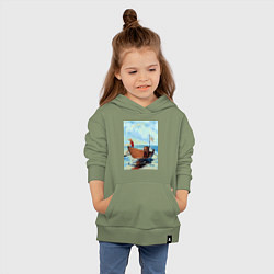 Толстовка детская хлопковая Ван-Пис Луффи, цвет: авокадо — фото 2