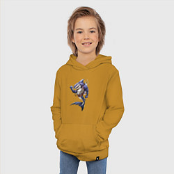 Толстовка детская хлопковая Акула - крутой ныряльщик, цвет: горчичный — фото 2