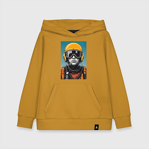 Детская толстовка-худи Кибер пилот / Горчичный – фото 1
