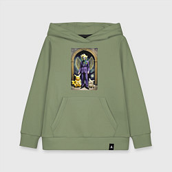 Толстовка детская хлопковая Крылатый клоун с Пикачу и котом - нейроарт, цвет: авокадо