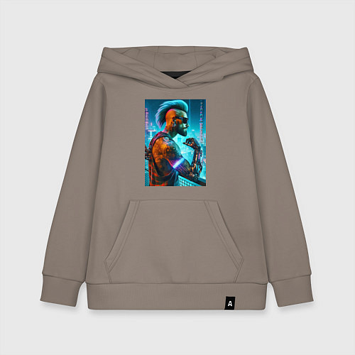 Детская толстовка-худи Cool guy - cyberpunks not dead / Утренний латте – фото 1