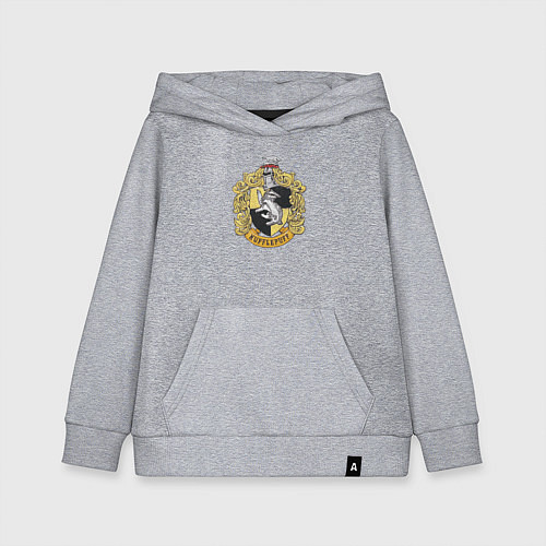 Детская толстовка-худи Hufflepuff факультет университета Хогвартс с барсу / Меланж – фото 1