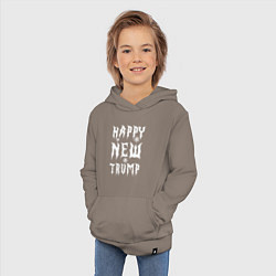 Толстовка детская хлопковая Happy new Trump - motto, цвет: утренний латте — фото 2