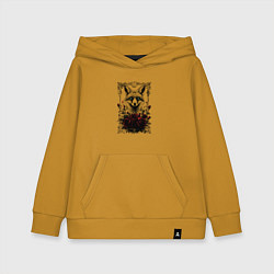 Толстовка детская хлопковая Лис с красными розами, цвет: горчичный
