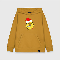 Толстовка детская хлопковая Новогодняя утка с ножом, цвет: горчичный