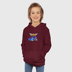 Толстовка детская хлопковая Cool hedgehog - Sonic racing team, цвет: меланж-бордовый — фото 2