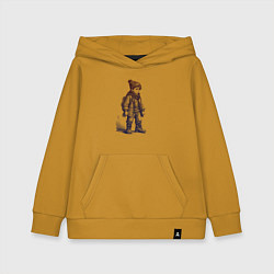 Толстовка детская хлопковая Школьник в высоких ботинках, цвет: горчичный