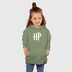 Толстовка детская хлопковая Гарри Поттер абревиатура, цвет: авокадо — фото 2