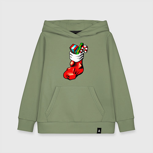 Детская толстовка-худи Рождественский чулок / Авокадо – фото 1