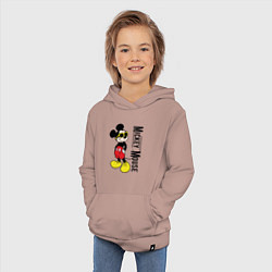 Толстовка детская хлопковая Микки Маус и надпись, цвет: пыльно-розовый — фото 2