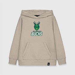 Толстовка детская хлопковая Milwaukee Bucks NBA, цвет: миндальный