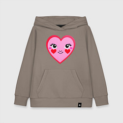 Толстовка детская хлопковая Сердечко с глазками, цвет: утренний латте
