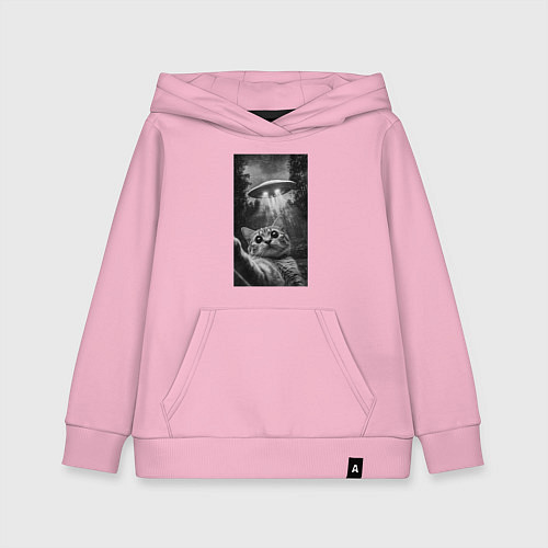 Детская толстовка-худи Котейка и НЛО / Светло-розовый – фото 1