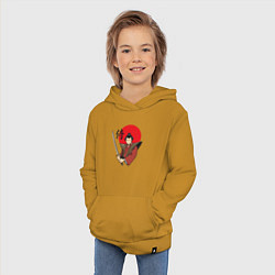 Толстовка детская хлопковая Гордый самурай, цвет: горчичный — фото 2