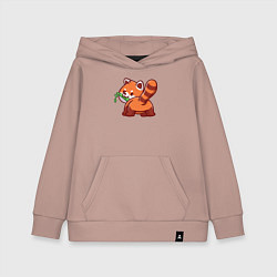 Толстовка детская хлопковая Игривая красная панда, цвет: пыльно-розовый