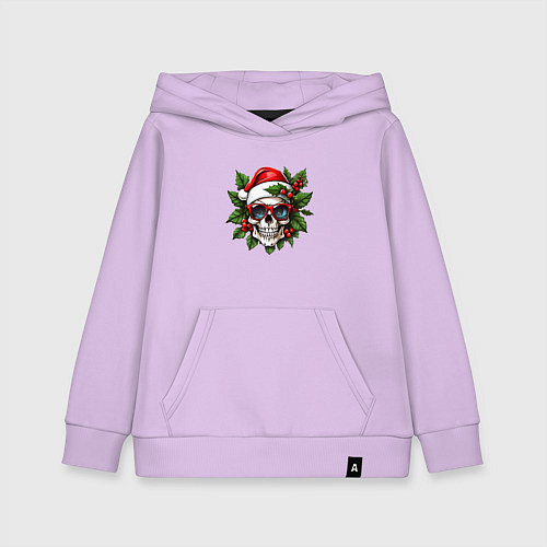 Детская толстовка-худи Рождественский венок с черепом / Лаванда – фото 1