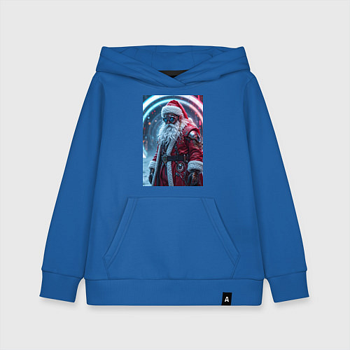 Детская толстовка-худи Дед мороз киберпанк / Синий – фото 1