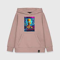 Толстовка детская хлопковая Барт Симпсон увлёкся игрой, цвет: пыльно-розовый