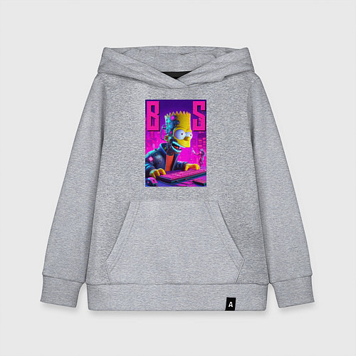 Детская толстовка-худи Bart Simpson - cyber gamer / Меланж – фото 1