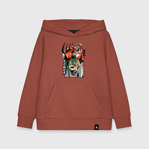 Детская толстовка-худи Человек-бензопила Пауэр пила / Кирпичный – фото 1