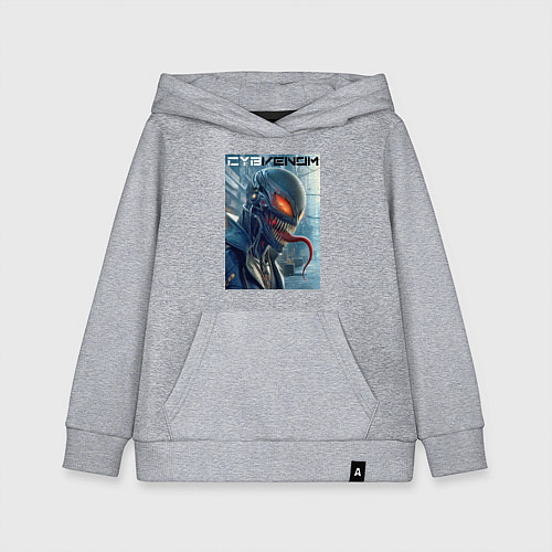 Детская толстовка-худи Перерождение ядовитой слизи в киберпанк - Веном / Меланж – фото 1