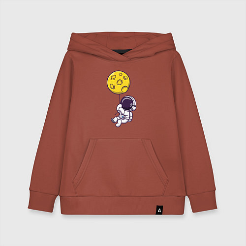 Детская толстовка-худи Полёт на лунном шарике / Кирпичный – фото 1