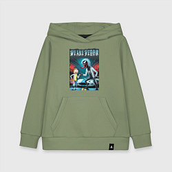 Толстовка детская хлопковая Веном-Рик и Морти рядом со спортивной тачкой, цвет: авокадо