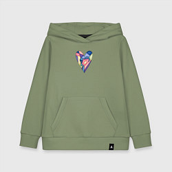 Толстовка детская хлопковая Сердечко - мозаика и узоры, цвет: авокадо