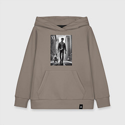 Толстовка детская хлопковая Чувак с бультерьером - Нью-Йорк, цвет: утренний латте