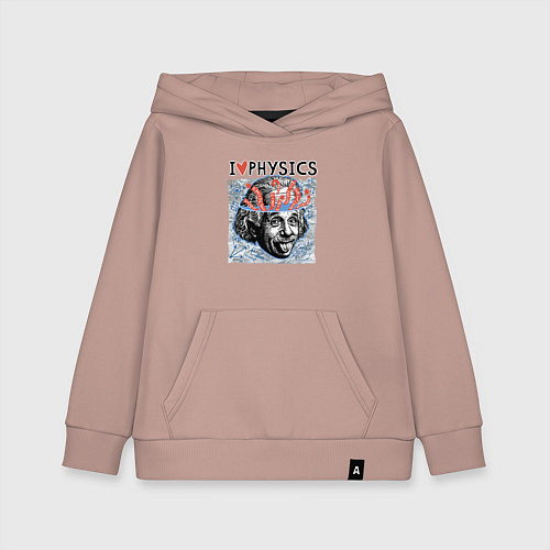 Детская толстовка-худи Альберт Эйнштейн показывает язык / Пыльно-розовый – фото 1