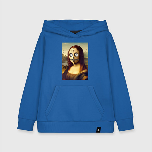 Детская толстовка-худи Mona Lisa in a mask - steampunk / Синий – фото 1