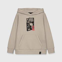 Толстовка детская хлопковая Девушка с багровыми глазами, цвет: миндальный