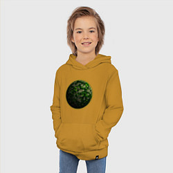 Толстовка детская хлопковая Планета арт, зеленая, цвет: горчичный — фото 2