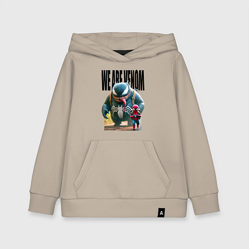 Детская толстовка-худи Веном и Человек- паук в туристическом походе / Миндальный – фото 1