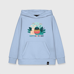 Толстовка детская хлопковая Пасхальный кролик с надписью, цвет: мягкое небо