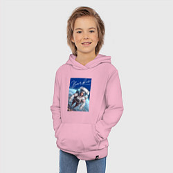 Толстовка детская хлопковая Barbie in space - ai art fantasy, цвет: светло-розовый — фото 2
