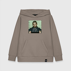 Толстовка детская хлопковая Supernatural - брат Дин Винчестер mug shot, цвет: утренний латте