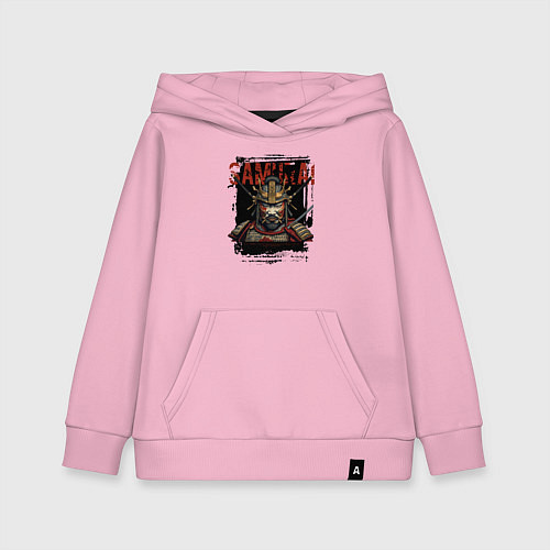 Детская толстовка-худи Самурай в доспехах / Светло-розовый – фото 1