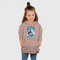 Толстовка детская хлопковая Белый медвежонок - киберспорт, цвет: пыльно-розовый — фото 2