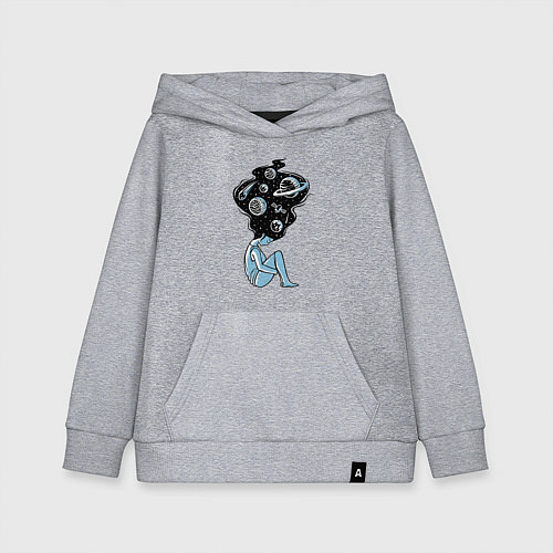 Детская толстовка-худи Космическая девушка / Меланж – фото 1