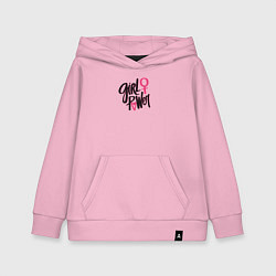 Толстовка детская хлопковая Girl power black and pink, цвет: светло-розовый
