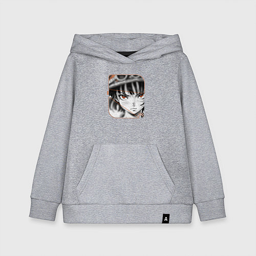 Детская толстовка-худи Оранжевоглазая девушка / Меланж – фото 1