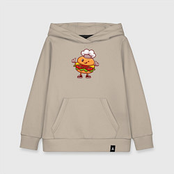 Толстовка детская хлопковая Повар бургер, цвет: миндальный