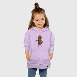 Толстовка детская хлопковая Сartoon worm character brown, цвет: лаванда — фото 2