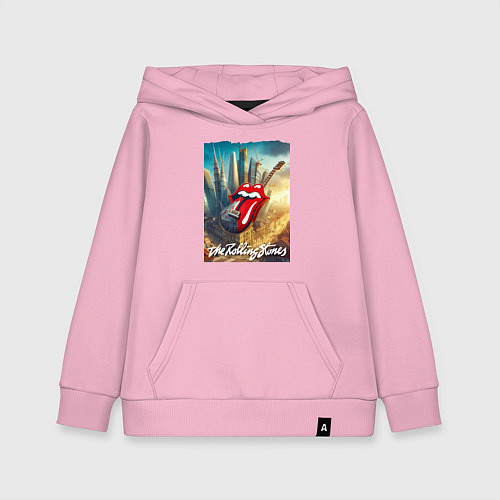 Детская толстовка-худи Rolling Stones - logo-guitar / Светло-розовый – фото 1